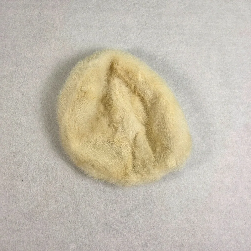 Vintage Ambrose New York for Lord & Taylor Salon‎ Cream Fur Hat Satin  Lined